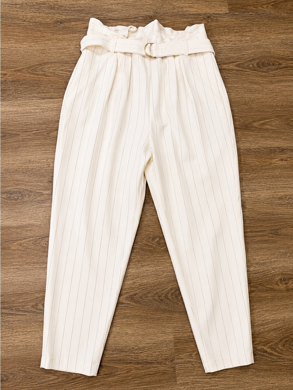 Express Stylist Super High Rise Pinstripe Paperbag Ankle Pants 10R - Picture 3 of 6